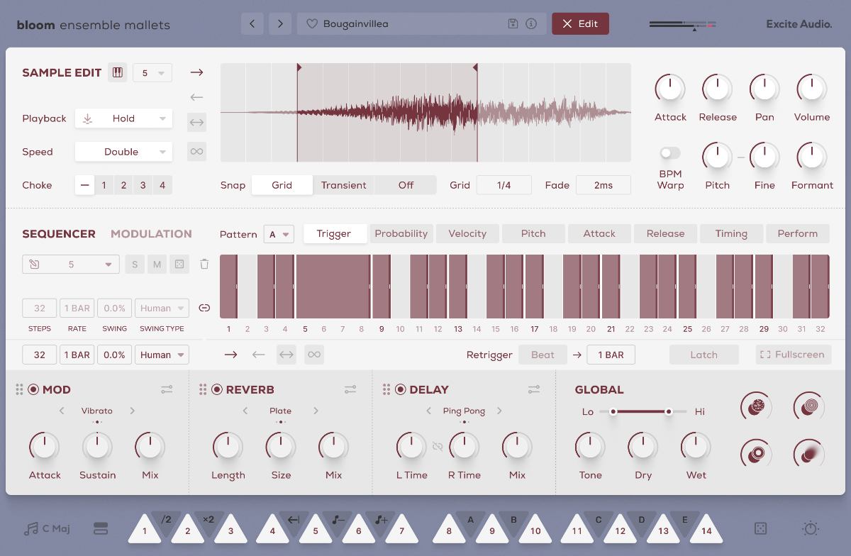 Bloom Ensemble Mallets - Edit Page Sequencer (Trigger Tab)