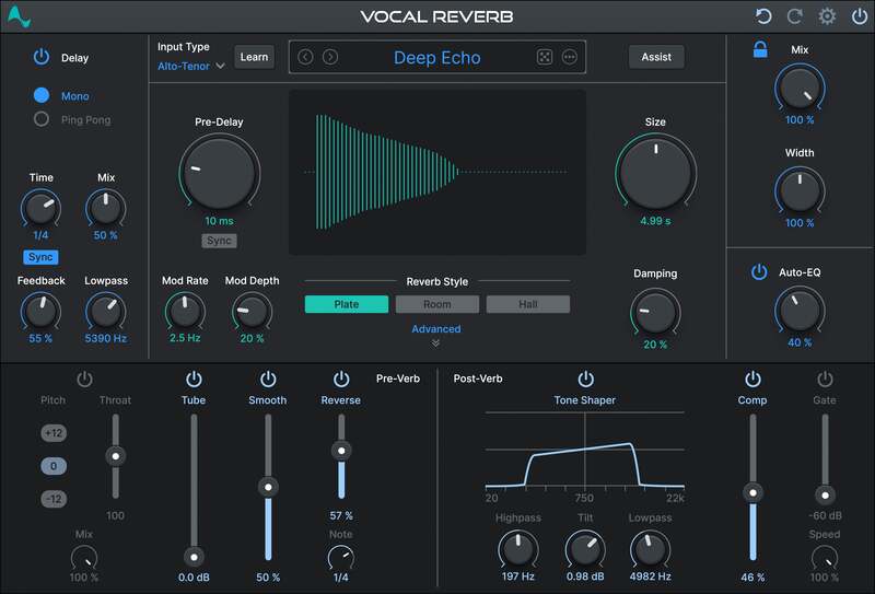 Antares Vocal Reverb - GUI