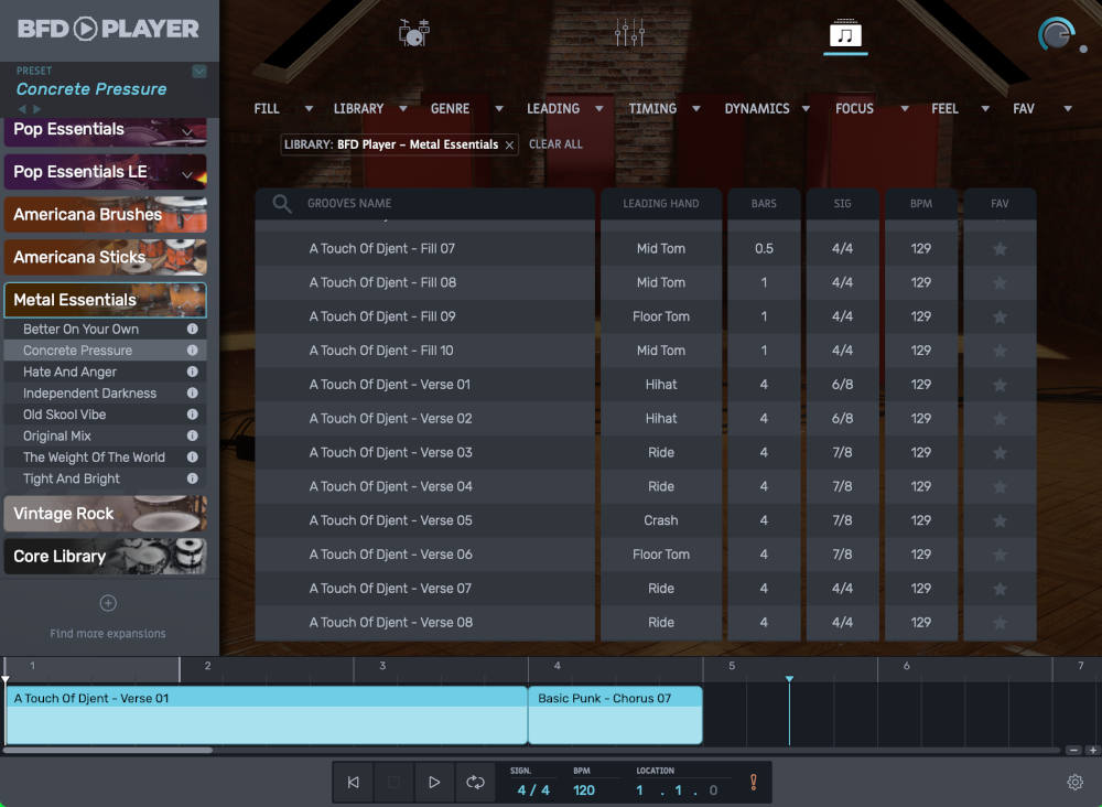 BFD Player Expansion: Metal Essentials - Grooves UI