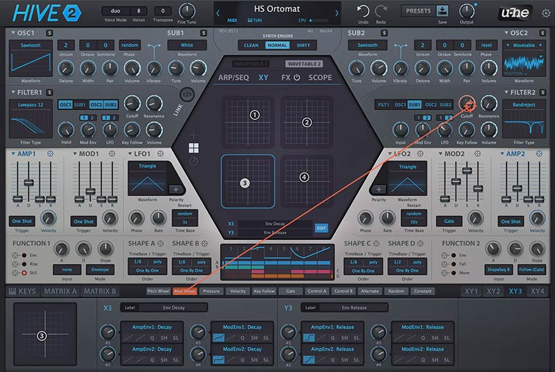 U-he Hive 2 Synth - XY B Drag
