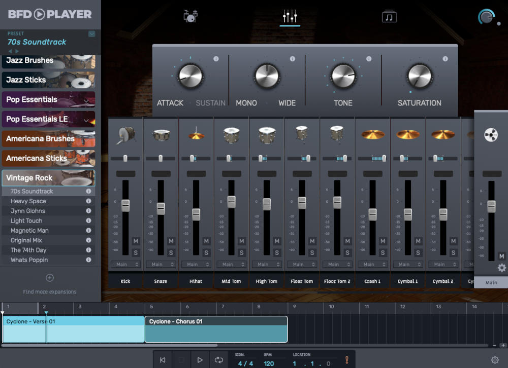 BFD Player Expansion: Vintage Rock - Mixer UI