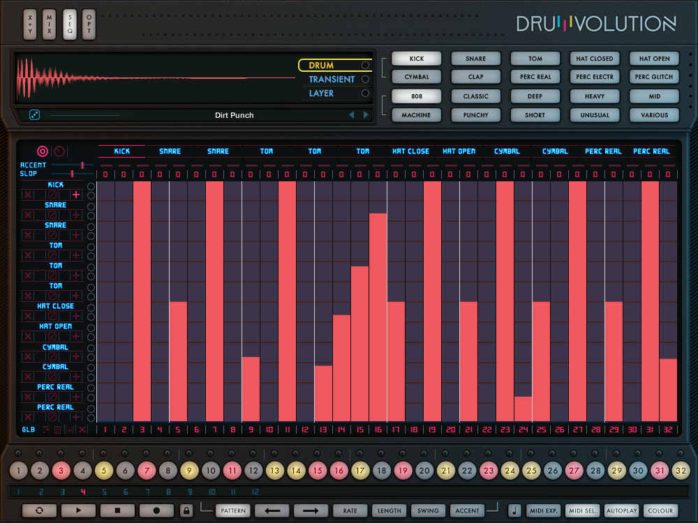 Drumvolution - Sequencer Zoom Tab UI