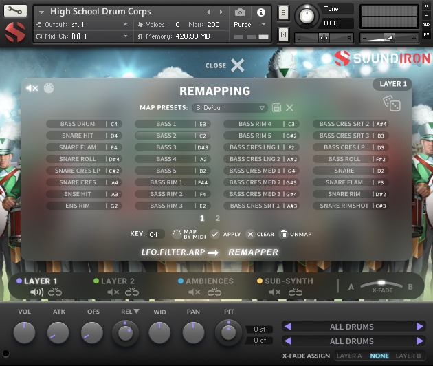 Soundiron High School Drum Corps - Remapping View