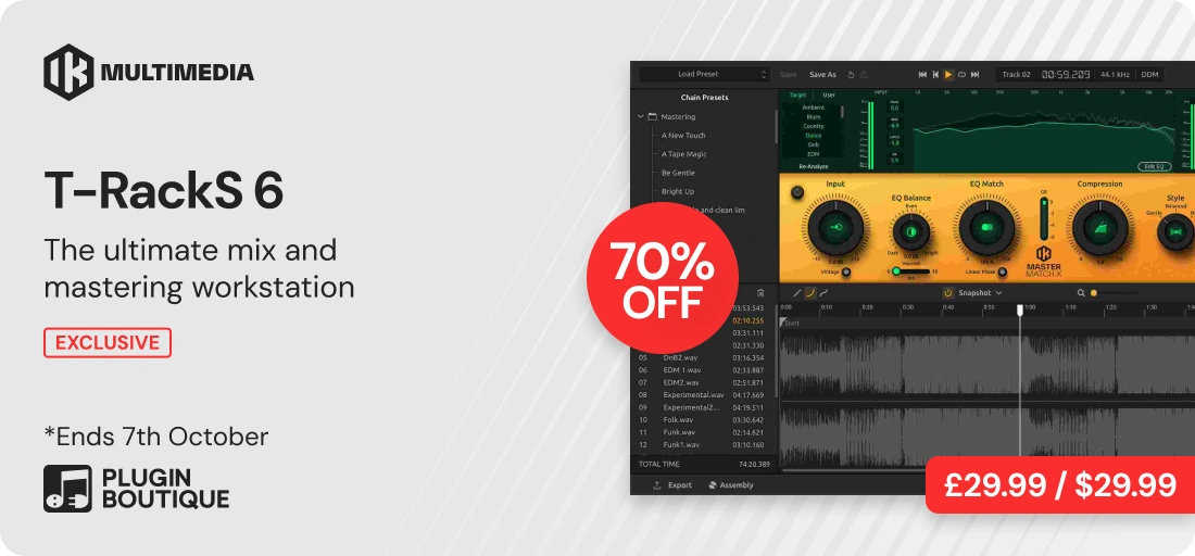 IK Multimedia T-RackS 6 $29.99 Sale