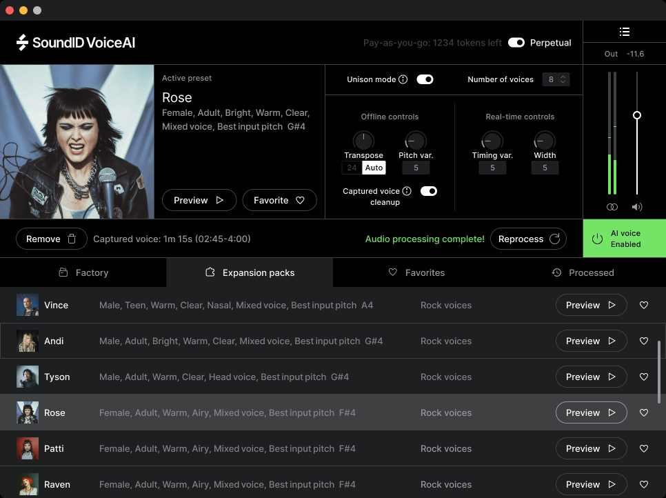 SoundID VoiceAI Rock Voices Expansion Pack - UI 4
