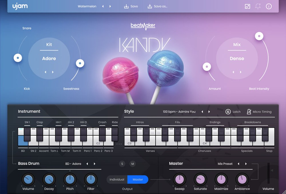 UJAM Beatmaker KANDY - User Interface