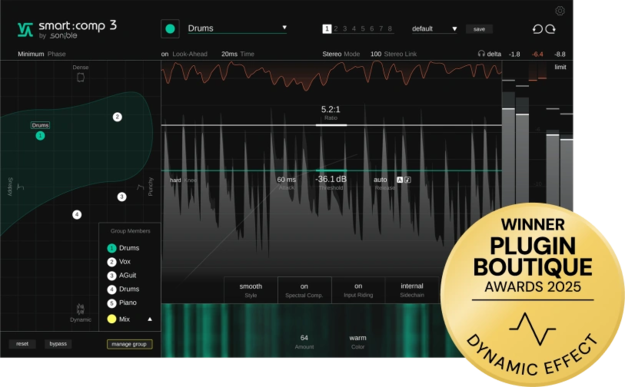 Get 54% off smart:comp 3 by sonible. The discounted price is $59.