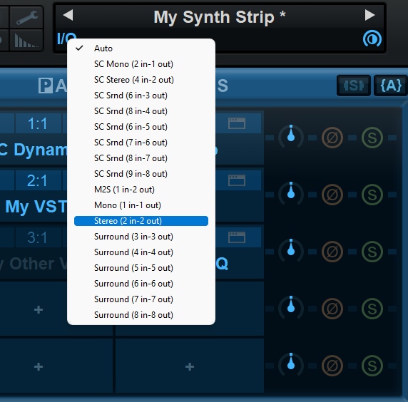 Blue Cat's PatchWork - Audio I/O Selection