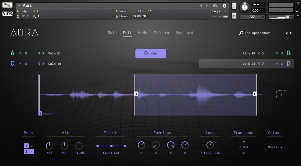 Big Fish Audio Aura: Atmospheric Drone Builder - User Interface (Edit Page)
