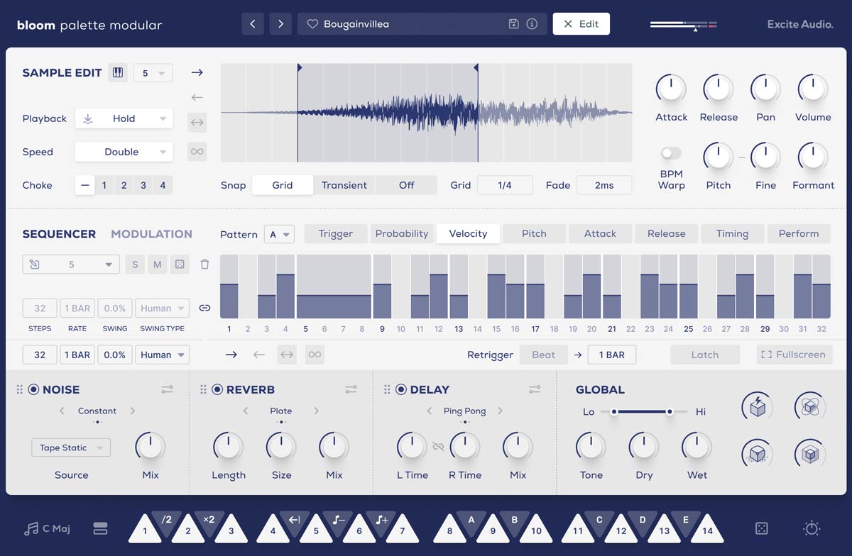 Bloom Palette Modular - Edit Page Sequencer (Velocity Tab)