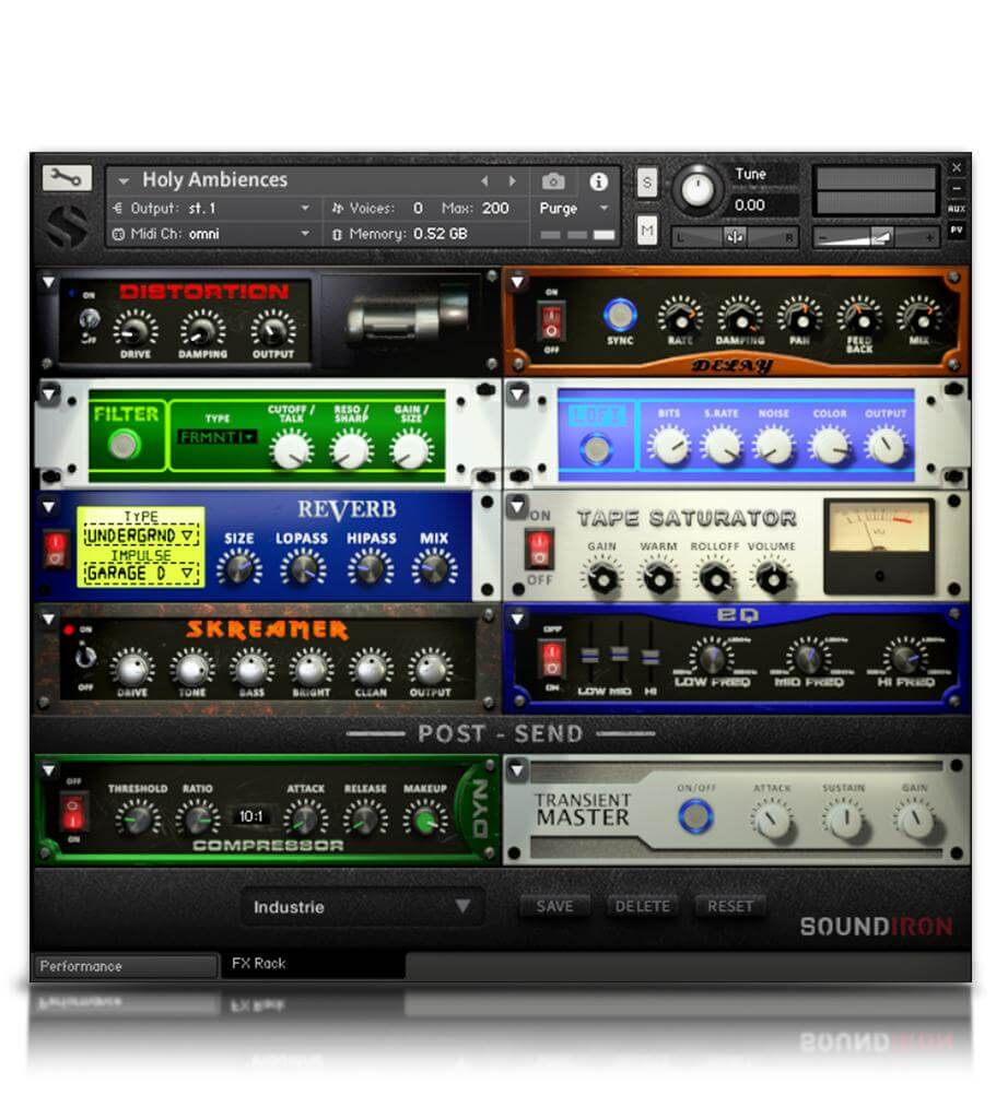 Holy Ambiences - User Interface (FX Rack)