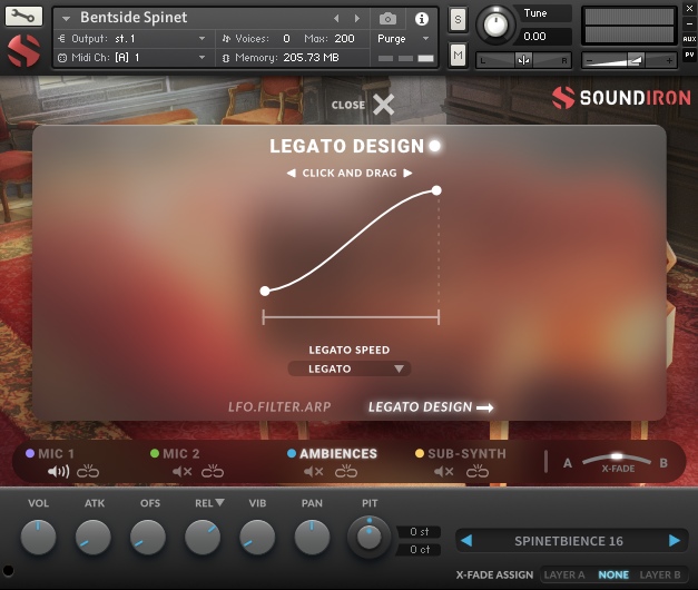 Soundiron Bentside Spinet - UI - Legato View