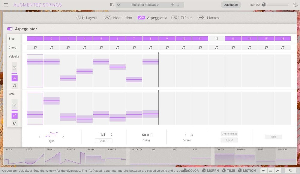 Arturia Augmented STRINGS - Arpeggiator View