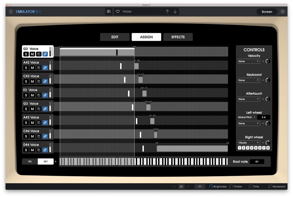 Arturia Emulator V - User Interface Assign