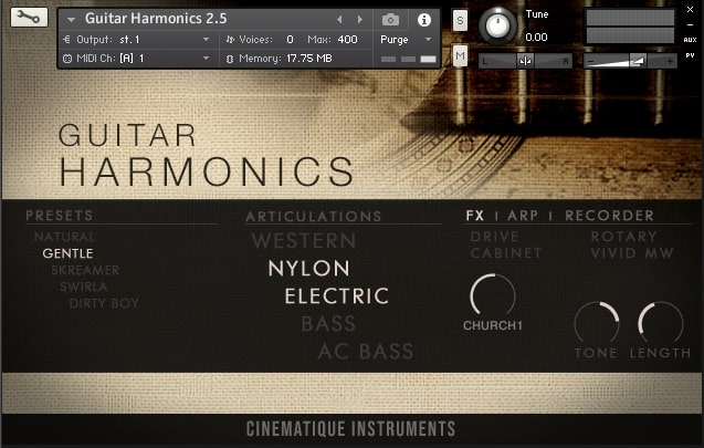Cinematique Instruments Guitar Harmonics 