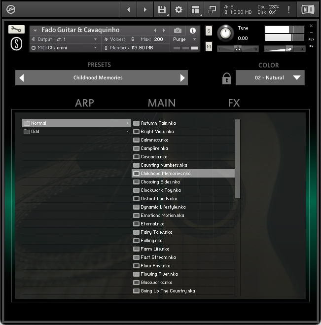 Sonuscore Origins Vol.8: Fado & Cavaquinho - Preset Browser GUI