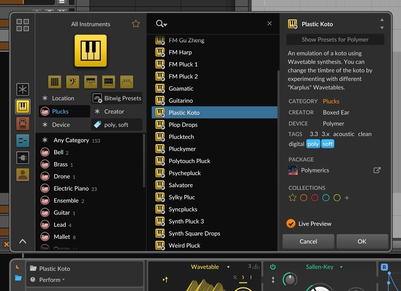 Bitwig Studio Producer 6 - Browser