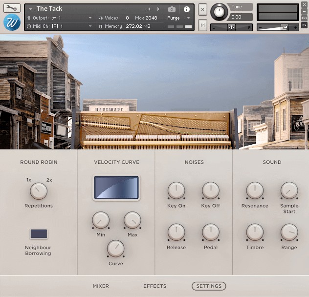 Wavesfactory The Tack Piano - Settings