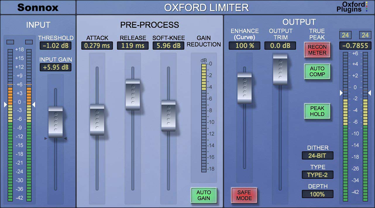 Sonnox Oxford Limiter - User Interface