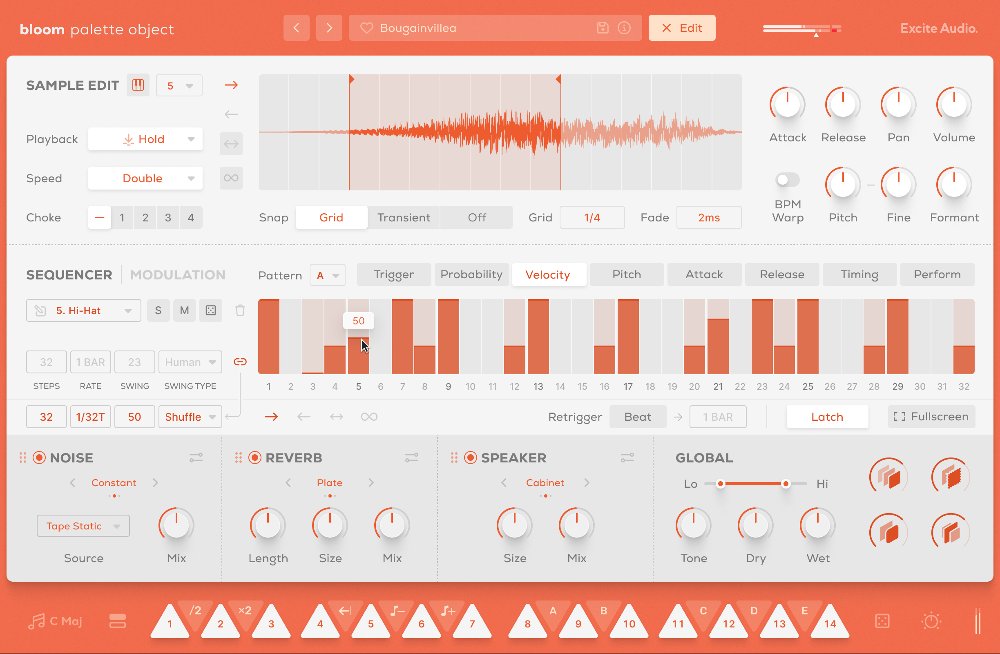 Bloom Palette Object - Edit Page Sequencer (Velocity Tab)