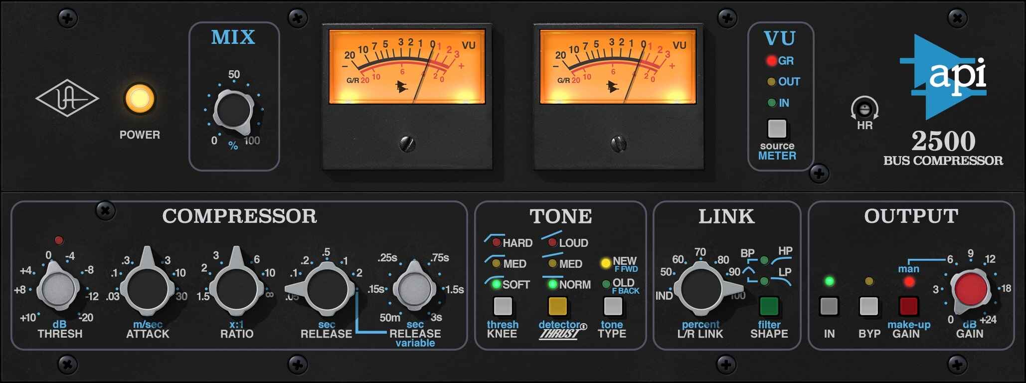 Universal Audio API 2500 Bus Compressor - GUI