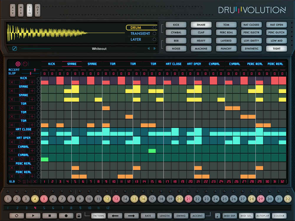 Drumvolution - Sequencer Tab UI