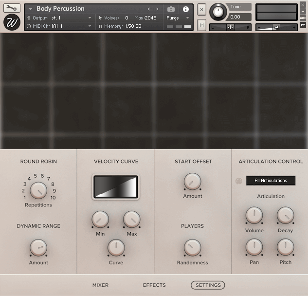 Wavesfactory Body Percussion - Settings GUI