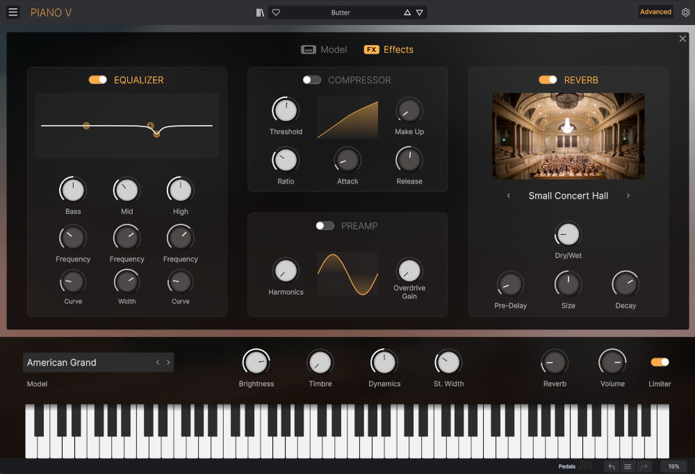 Arturia Piano V3 - Effects UI