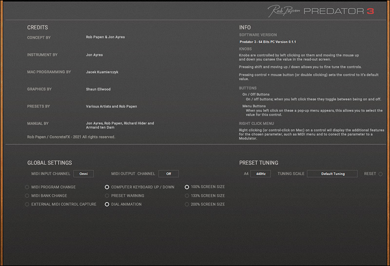 Rob Papen Predator 3 - Back Panel UI