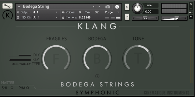 SYMPHONIC: Bodega Strings interface