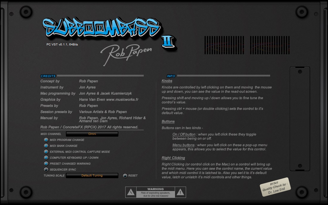 SubBoomBass 2 User Interface (Back Panel)