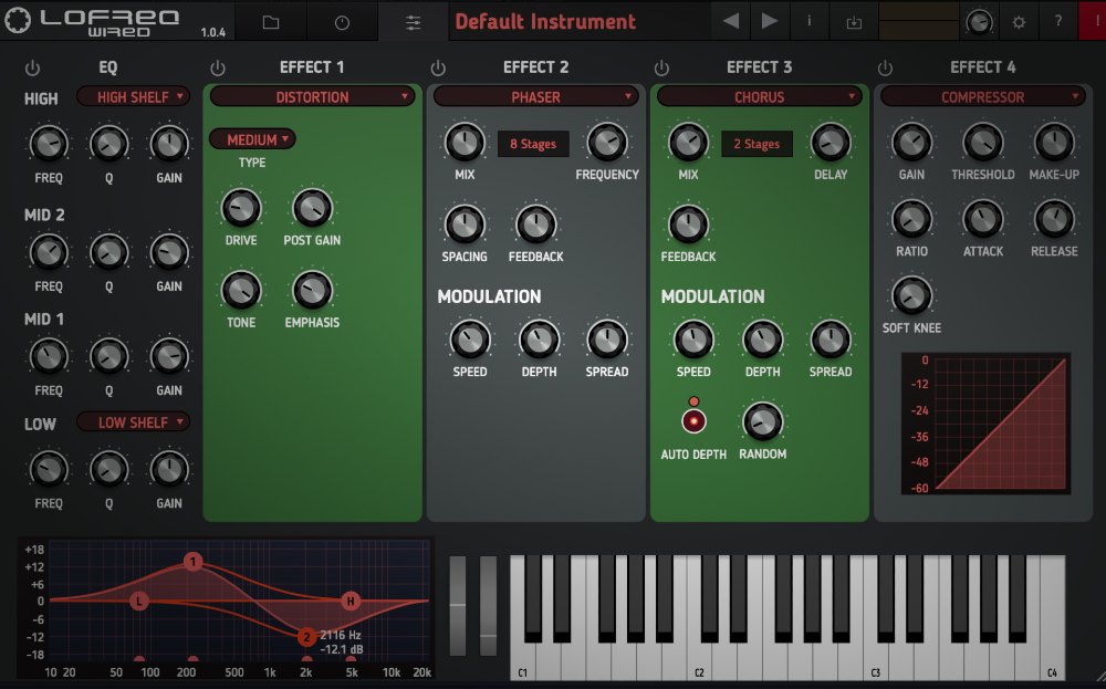 Tracktion RetroMod LoFreq Wired - Settings View
