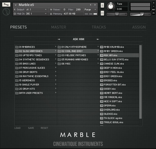 Marble Presets User Interface