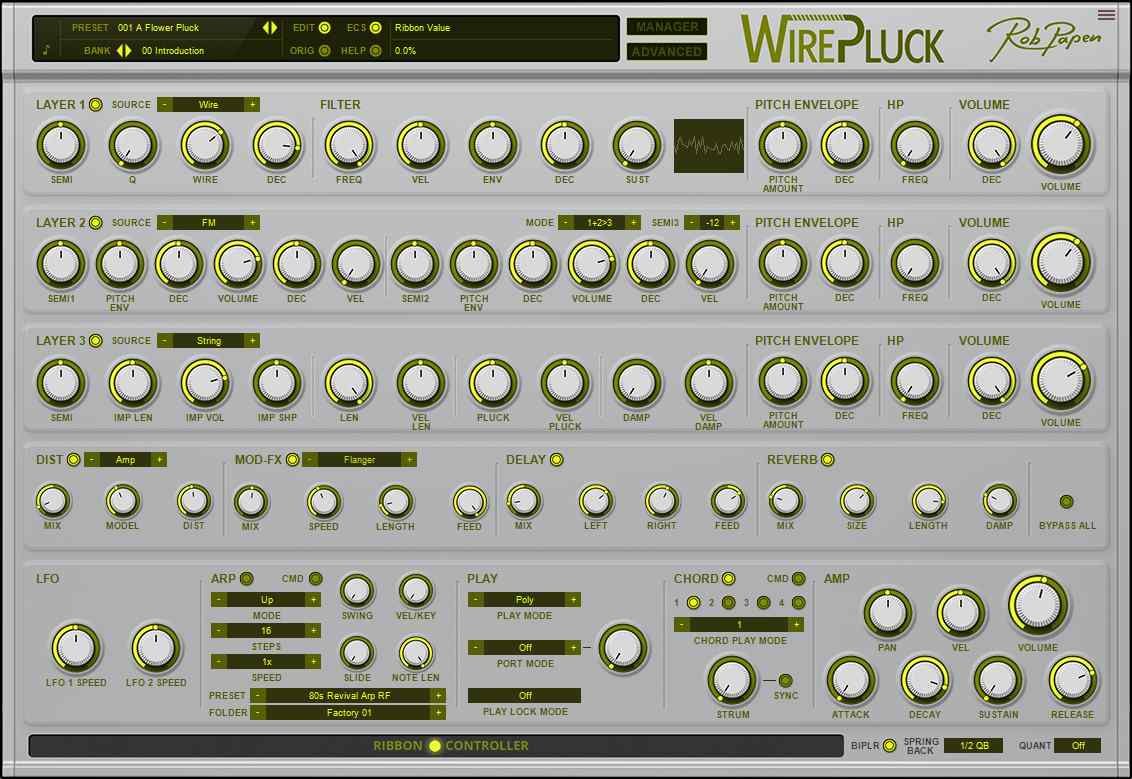 Rob Papen WirePluck - User Interface