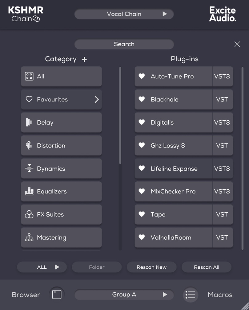 Excite Audio KSHMR Chain - Leader Browser UI